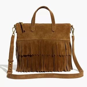 Madewell suede fringe shoulder bag brown
